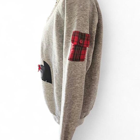 Vintage Pannill USA Scottie Dog Christmas Sweatshirt  L Plaid Holiday Pullover - Picture 5 of 6